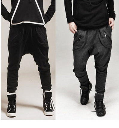 Men's low waist zipper casual harem pants