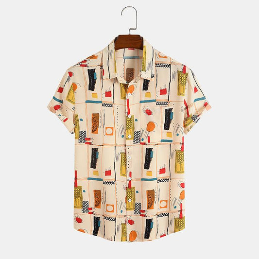 Men's Ethnic Print Casual Short Sleeve Shirt - Shuift.com