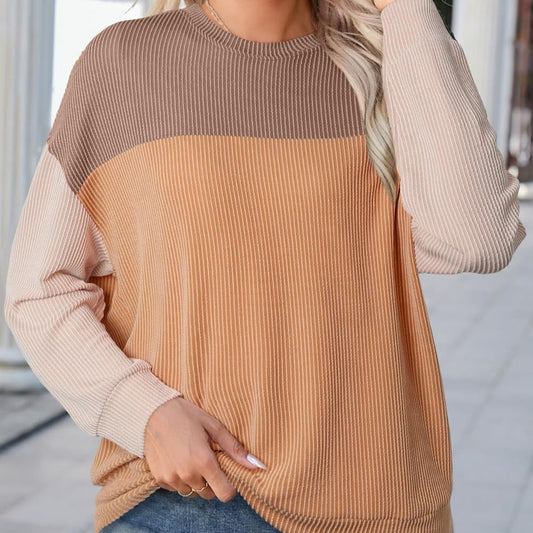 Women's Color Matching Casual Loose Sweater Pullover