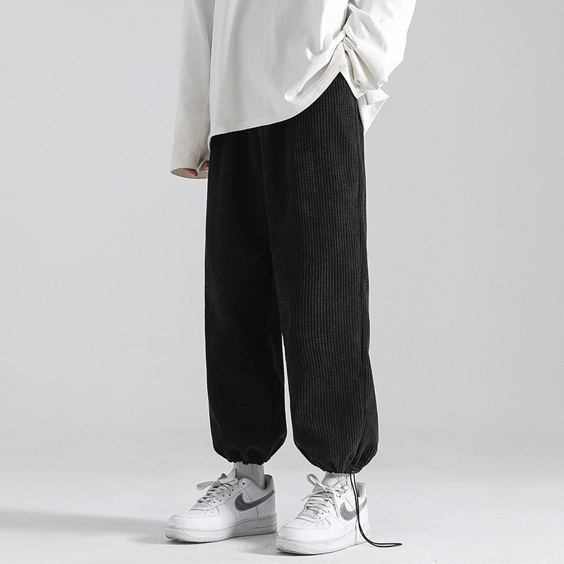 Drawstring Trousers Wide-Leg Straight-Leg Sports Sweatpants