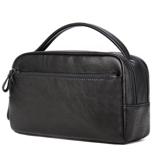 Leather Business Handbag Super Soft Large Capacity Wash Bag