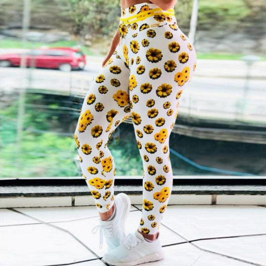 3D Chrysanthemum Digital Print Hip-lift Track Pants - Shuift.com