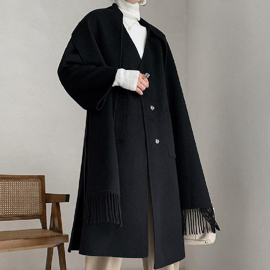 Fashion Scarf Double-sided Wool Coat - Shuift.com