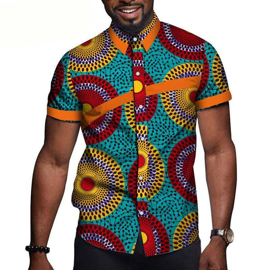 African Men Clothing Printed Short Sleeve Top T Shirt