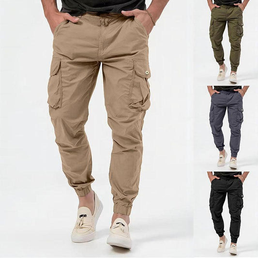 Men's Cargo Trousers With Three-dimensional Pockets Solid Color Casual Pants - Shuift.com