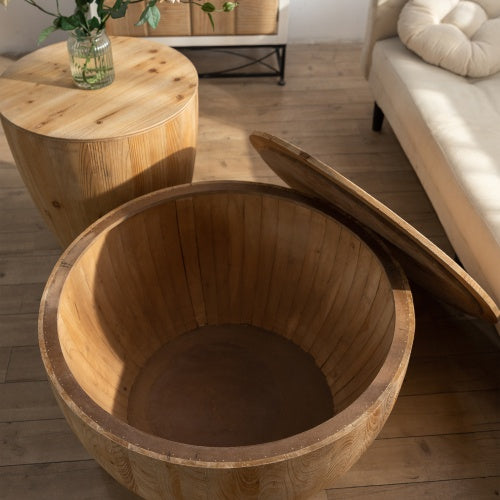 Vintage Style Bucket Shaped Coffee Table Set For Office, Dining Room And Living Room