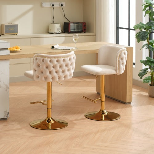 Furniture,Swivel Barstools Adjusatble Seat Height, Modern PU Upholstered Bar Stools With The Whole Back Tufted, For Home Pub And Kitchen Island