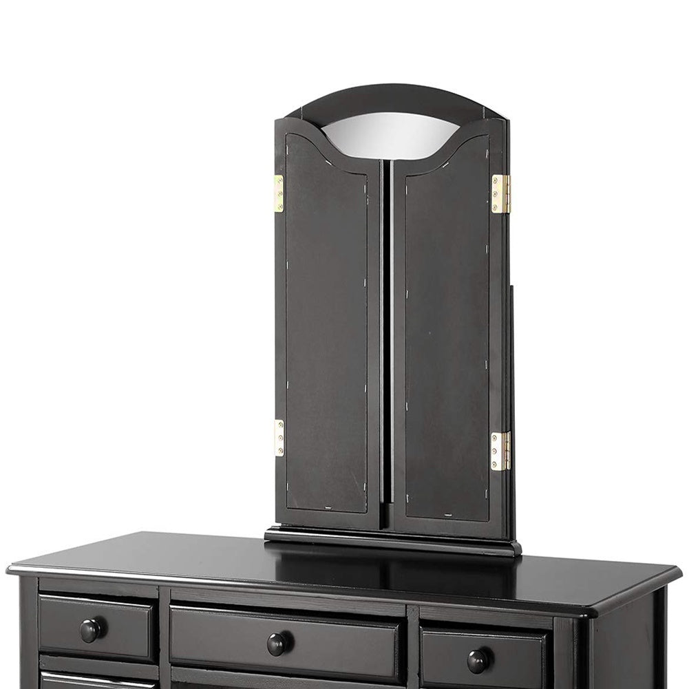 Vanity Table Set with Mirror and Stool, 5 Drawers Makeup Dressing Table with Cushioned Stool