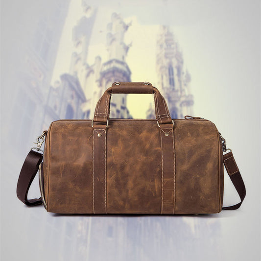 Vintage Crazy Horse Leather Men's Travel Bag