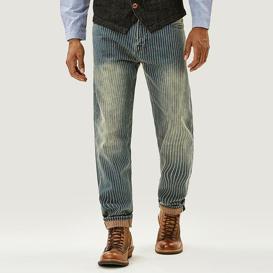 Men's Retro Loose Striped Jeans - Shuift.com