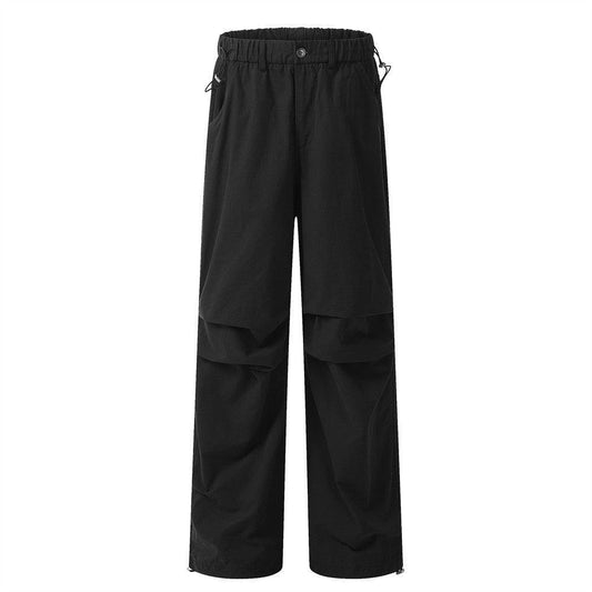 Solid Color Pleated Loose Paratrooper Pants Men