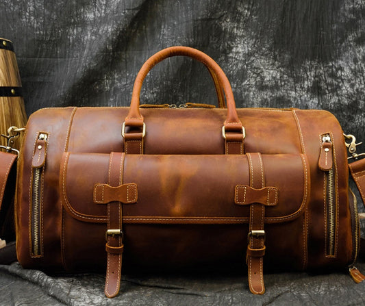 Retro Crazy Horse Leather Men's Travel Bag