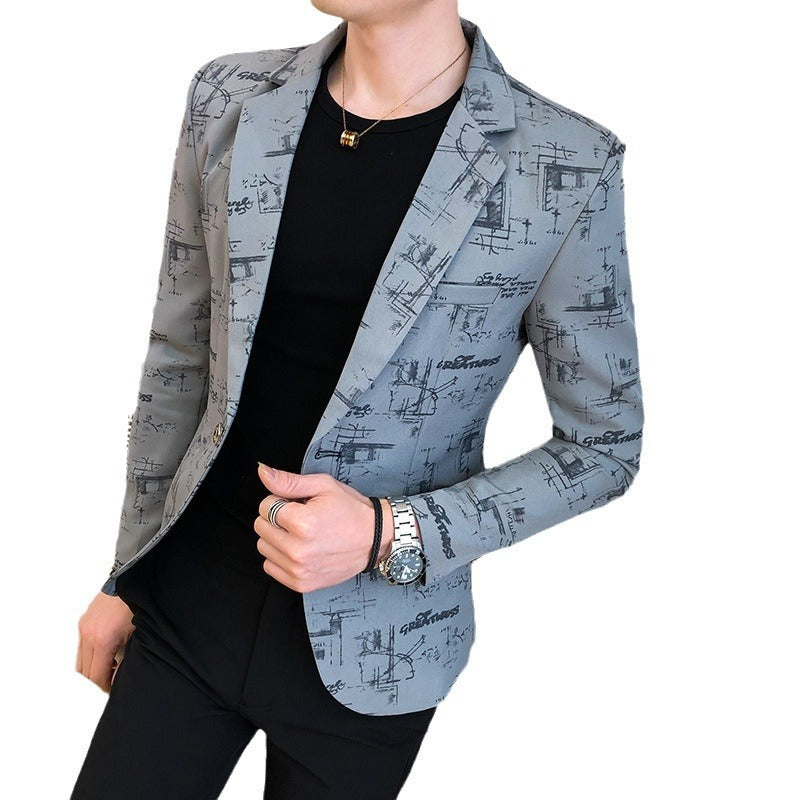 New Men's Casual Gradient Floral Suit