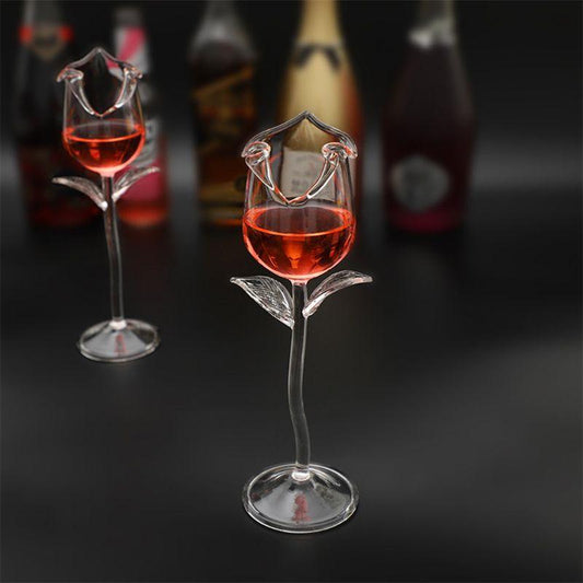 Fancy Red Wine Goblet Wine Cocktail Glasses 100ml Rose Flower Shape Wine Glass Party Barware Drinkware - Shuift.com