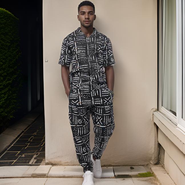 Men's Kente Embroidered Pant Set