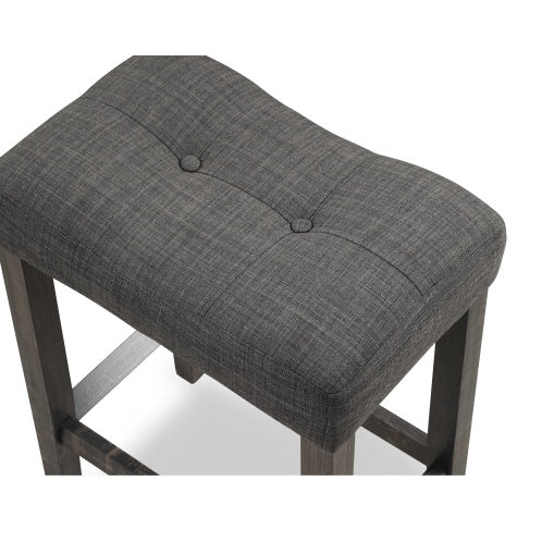 Sora Button Tufted Counter Height Saddle Stool, Set Of 2, Gray