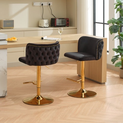 Furniture,Swivel Barstools Adjusatble Seat Height, Modern PU Upholstered Bar Stools With The Whole Back Tufted, For Home Pub And Kitchen Island