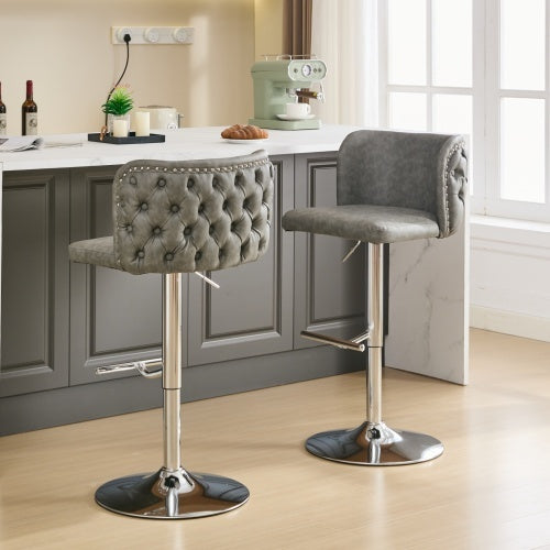 Furniture,Swivel Barstools Adjusatble Seat Height, Modern PU Upholstered Bar Stools With The Whole Back Tufted, For Home Pub And Kitchen Island