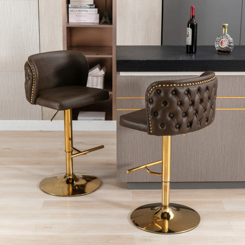 Furniture,Swivel Barstools Adjusatble Seat Height, Modern PU Upholstered Bar Stools With The Whole Back Tufted, For Home Pub And Kitchen Island