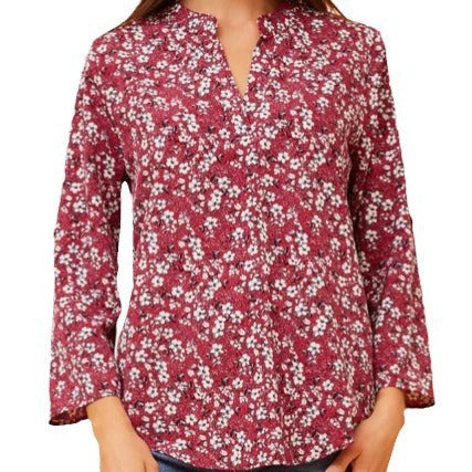 Casual Top Printed V-neck Nine-quarter Sleeve Women's T-shirt