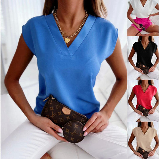Women's Short-sleeved V-neck Collage Shirt - Shuift.com