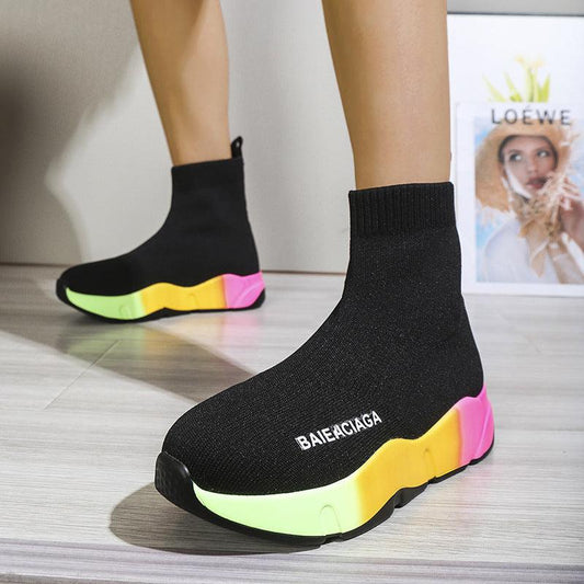 Black Sock Boots For Women Platform Shoes - Shuift.com