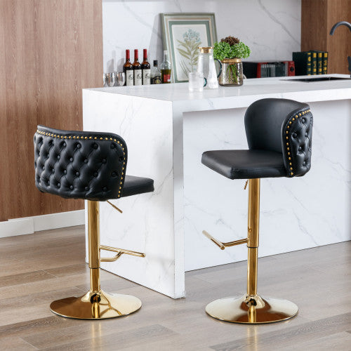 Furniture,Swivel Barstools Adjusatble Seat Height, Modern PU Upholstered Bar Stools With The Whole Back Tufted, For Home Pub And Kitchen Island