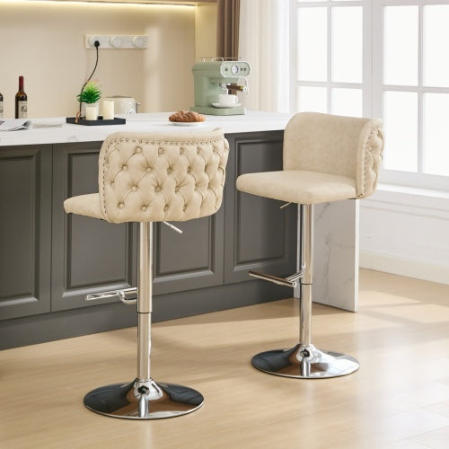 Furniture,Swivel Barstools Adjusatble Seat Height, Modern PU Upholstered Bar Stools With The Whole Back Tufted, For Home Pub And Kitchen Island