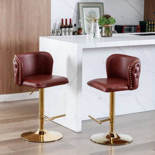 Furniture,Swivel Barstools Adjusatble Seat Height, Modern PU Upholstered Bar Stools With The Whole Back Tufted, For Home Pub And Kitchen Island