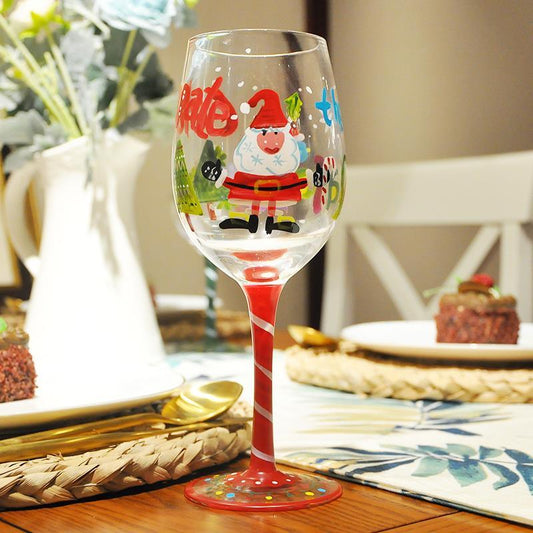 Hand-painted Crystal Wine Glasses Goblets For A Christmas - Shuift.com
