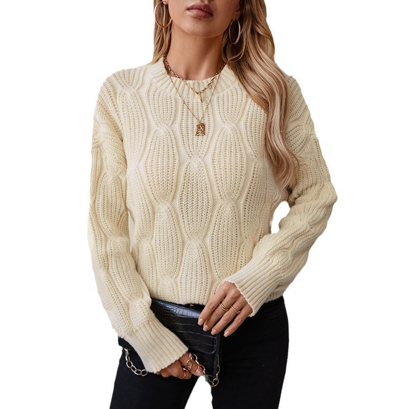 Solid Color Twisted Pullover Women's Knitwear