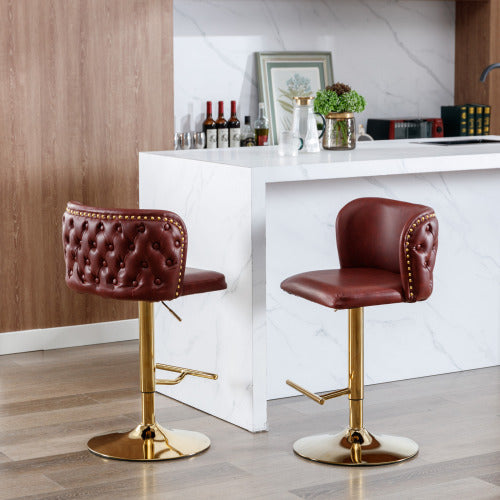 Furniture,Swivel Barstools Adjusatble Seat Height, Modern PU Upholstered Bar Stools With The Whole Back Tufted, For Home Pub And Kitchen Island