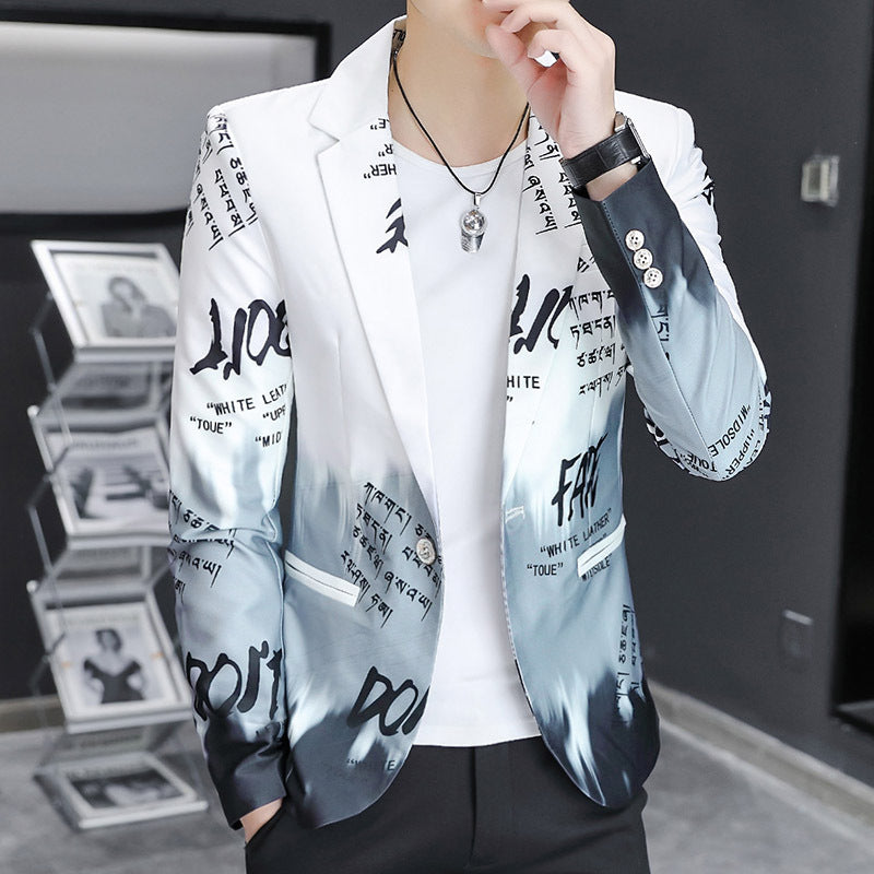 New Men's Casual Gradient Floral Suit