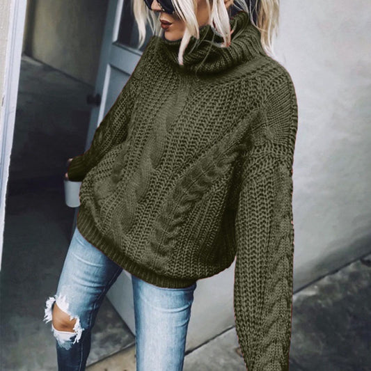 Women's Sweater Solid Color Turtleneck Knitting