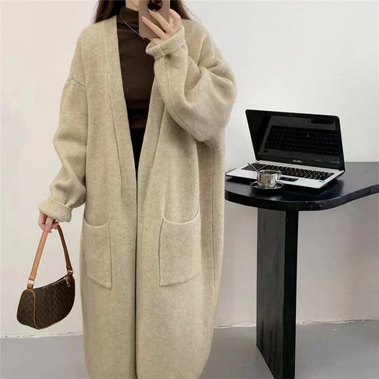 Plus Size Idle Style Long Knitted Cardigan Women's Autumn And Winter New