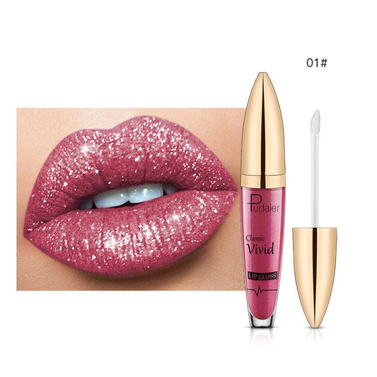 Pudaier Sip Glitter Flip Matte Shimmer Lip Gloss No Stain On Cup Diamond Lipstick - Shuift.com