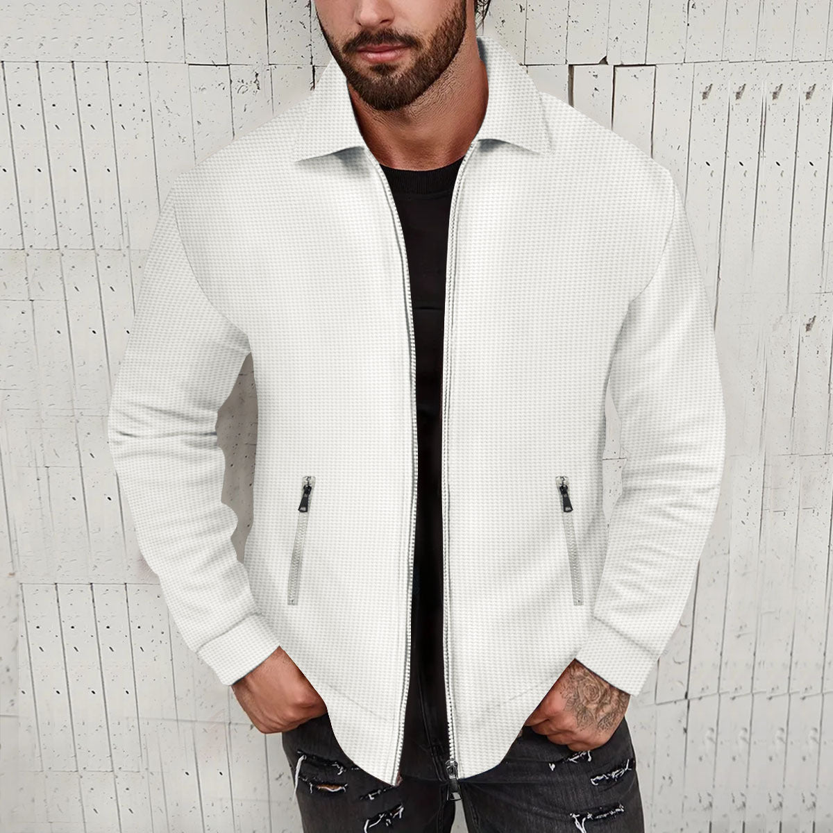 Lapel Slim-fit Cardigan Men's Jacket Coat