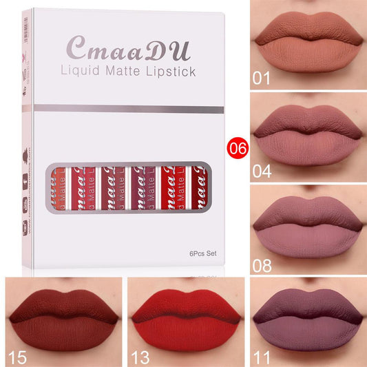 6 Boxes Of Matte Non-stick Cup Waterproof Lipstick Long Lasting Lip Gloss - Shuift.com
