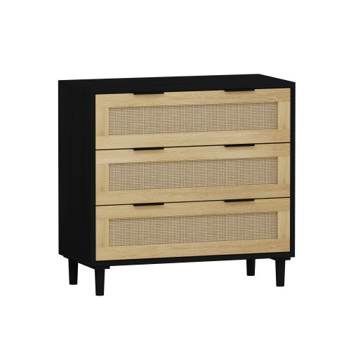 3 Drawers Rattan Storage Cabinet Rattan Drawers, Suitable For Bedroom, Living Room, Dining Room, Hallway