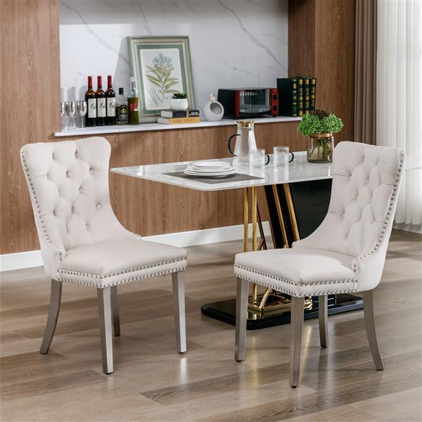 Velvet Upholstered Dining Chair - 2-piece Set