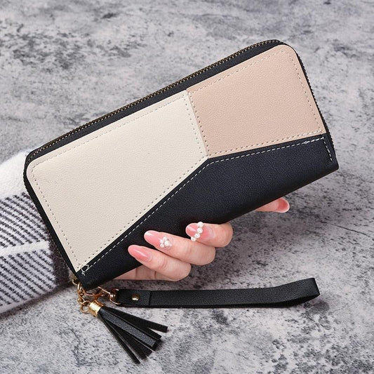 Fashion Zipper Wallets Womens Long Purses Handbags Coin Purse Cards Holder PU Leather Billfold Wallet - Shuift.com