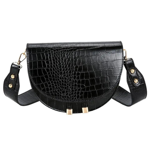 Luxury Crocodile Pattern Crossbody Bags for Women Half Round Messenger Bag PU Leather Handbags Shoulder Bag sac main femme - Shuift.com
